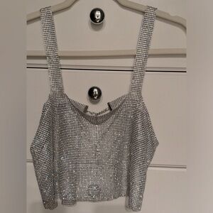 Rhinestone Shimmery Crop Top - Size Small